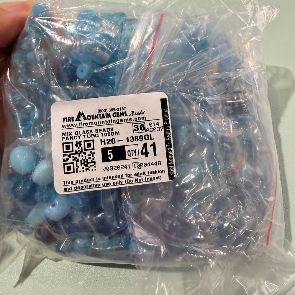 Bead mix, 5 Bags, Lampworked Glass, Turquoise Blue Fancy Beads, 7x4mm-14x11mm - Picture 6 of 6